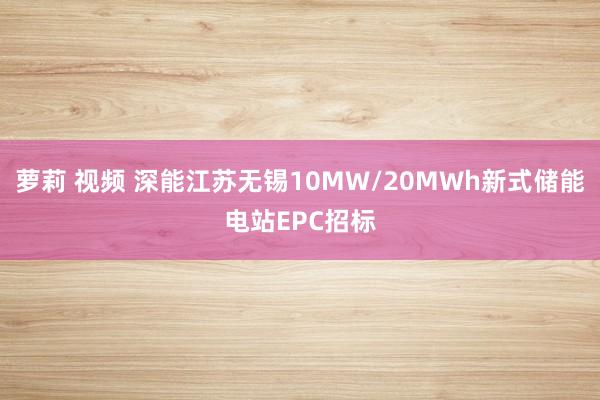 萝莉 视频 深能江苏无锡10MW/20MWh新式储能电站EPC招标