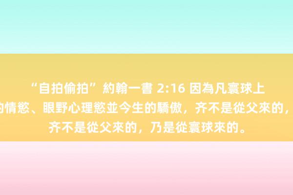 “自拍偷拍” 約翰一書 2:16 因為凡寰球上的事，就像肉體的情慾、眼野心理慾並今生的驕傲，齐不是從父來的，乃是從寰球來的。